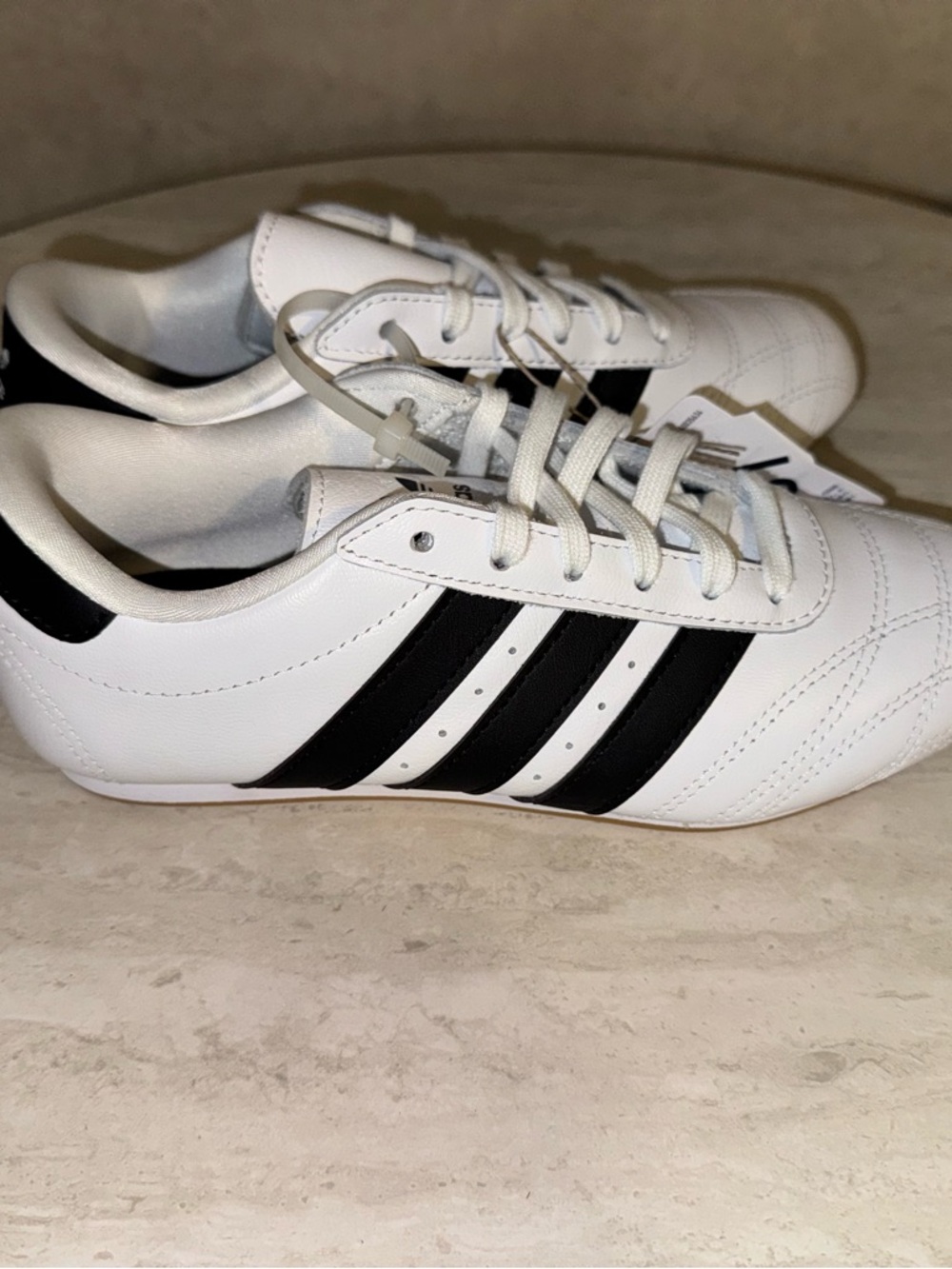 adidas White Sneakers with Black Three-Stripes